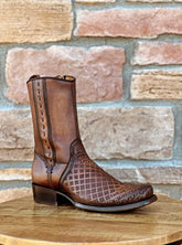 Cuadra Maple Laser & Woven Narrow Square Toe Boots CU674