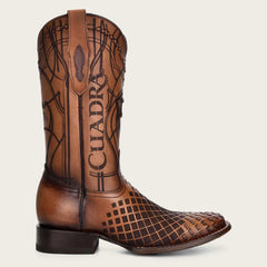 Cuadra Engraved Honey Leather Western Boots CU500