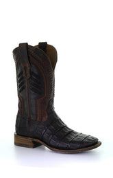 Men's Corral Caiman Oil Brown Boots A3878 Wide Square Toe