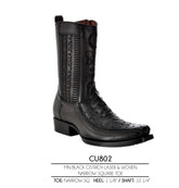 Men's Cuadra Ostrich Laser Narrow Square Toe Ankle Boots CU802 Black