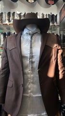 Men's Platini Faux Suede Western Blazer Dark Brown