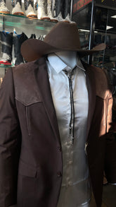 Men's Platini Faux Suede Western Blazer Dark Brown