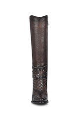 Cuadra Embroidered Dark Brown Leather Boots with Austrian crystals 3F80RS CU584