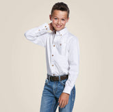 Boys Ariat White Solid Twill Classic Fit Shirt