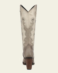 Cuadra Women's Beige Embroidery Boots CC280