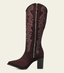 Cuadra Wine Crystals Suede Boot CC358