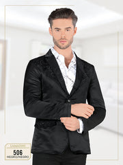 Men's Lamasini Black With Embroidery Western Blazer LAM506