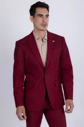 Men's Bling Blazer Burgundy
