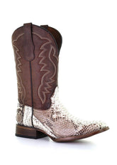 Men's Circle G by Corral Natural Brown Python Square Toe Boots L5740