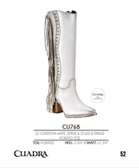 Cuadra White Fringe Tall Western Boot CU768
