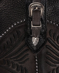 Cuadra Black Python Embroidery Studs & Zipper Boots CU867