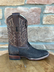 Los Altos Python Suede Brown Wide Square Toe Boots
