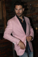 Men's Platini Fit Stretch Pink Western Blazer Blz10534
