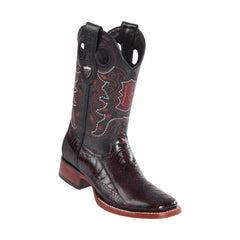 Men's Wild West Ostrich Leg Boots Wide Square Toe