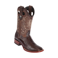 Men's Wild West Ostrich Leg Boots Wide Square Toe