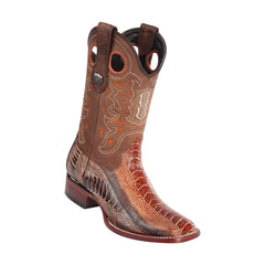 Men's Wild West Ostrich Leg Boots Wide Square Toe