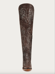 Women's Corral Brown-Silver Metallized Embroidery Scruchable Tall Top Pointed Toe Boots Z5242