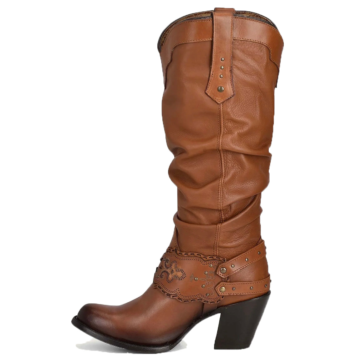 Cuadra Engraved Honey Leather Tall Boot
