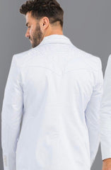 Men's Ace of Diamond White Embroidered Blazer