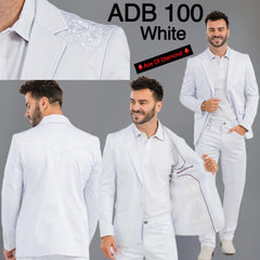 Men's Ace of Diamond White Embroidered Blazer