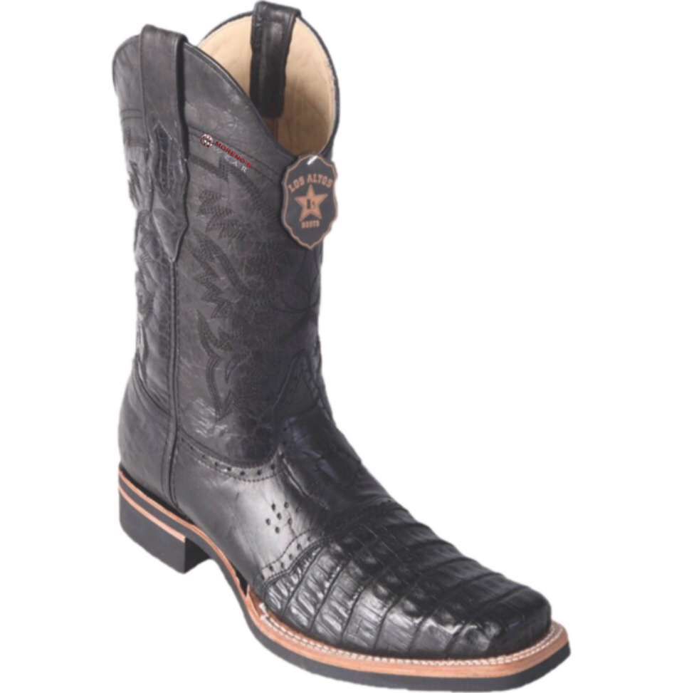 Men's Los Altos Caiman Belly Boots With Saddle Square Toe