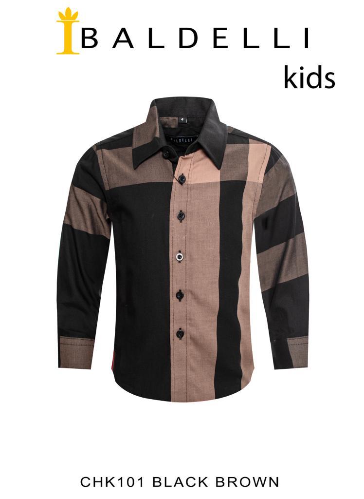 Boy's Black Brown Berry Print Shirt