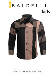 Boy's Black Brown Berry Print Shirt