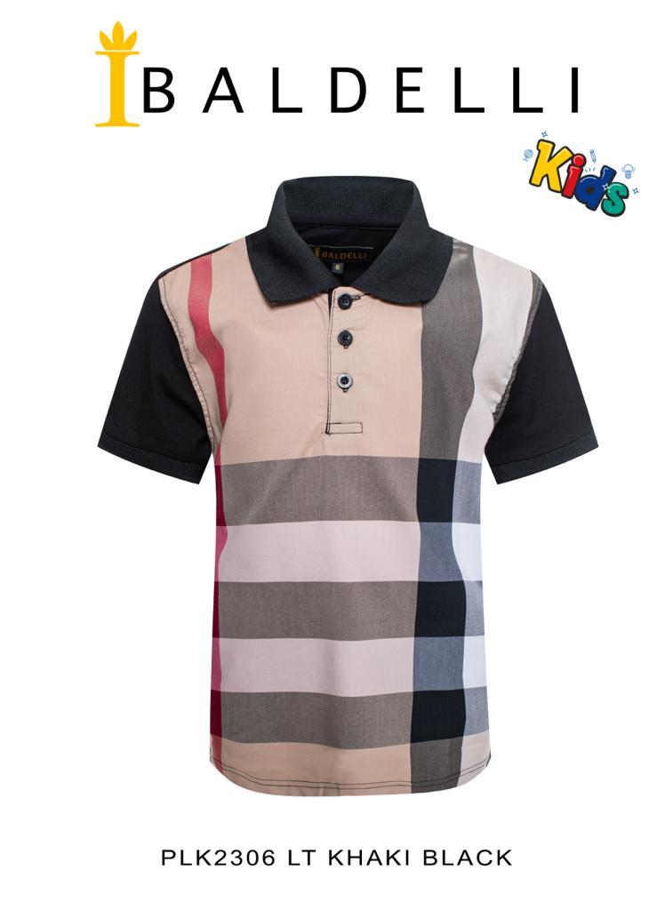 Boy's Khaki Black Berry Print Polo Shirt
