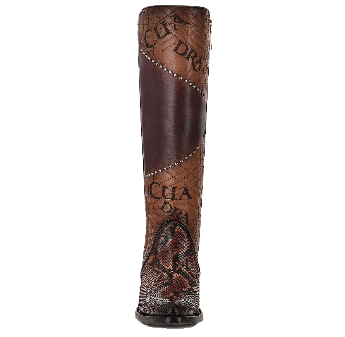 Cuadra Genuine Python Brown Leather Boot with Laser Engraved Details 3F66PH