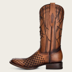Cuadra Engraved Honey Leather Western Boots CU500