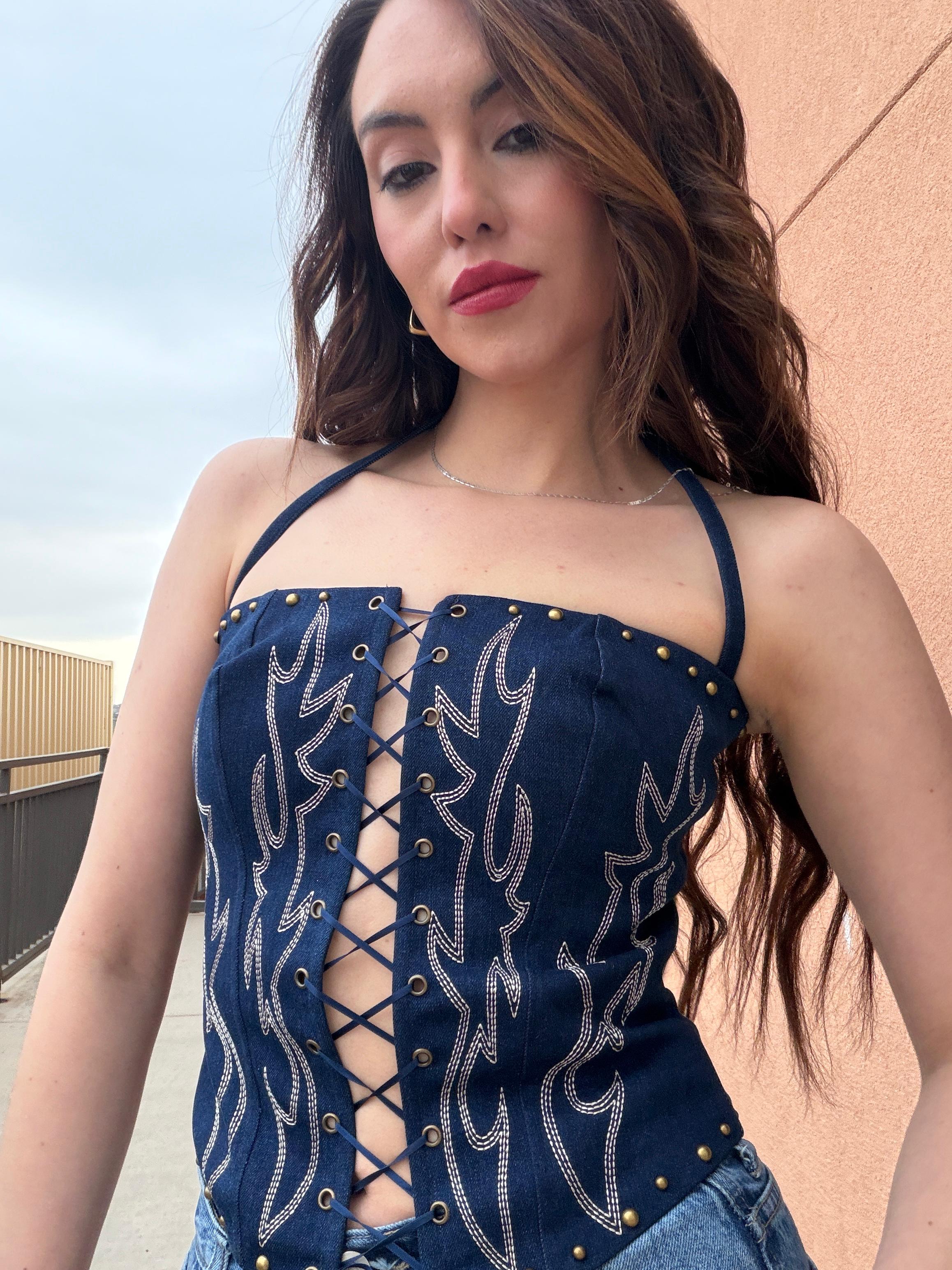 Regina Denim Corcet Top