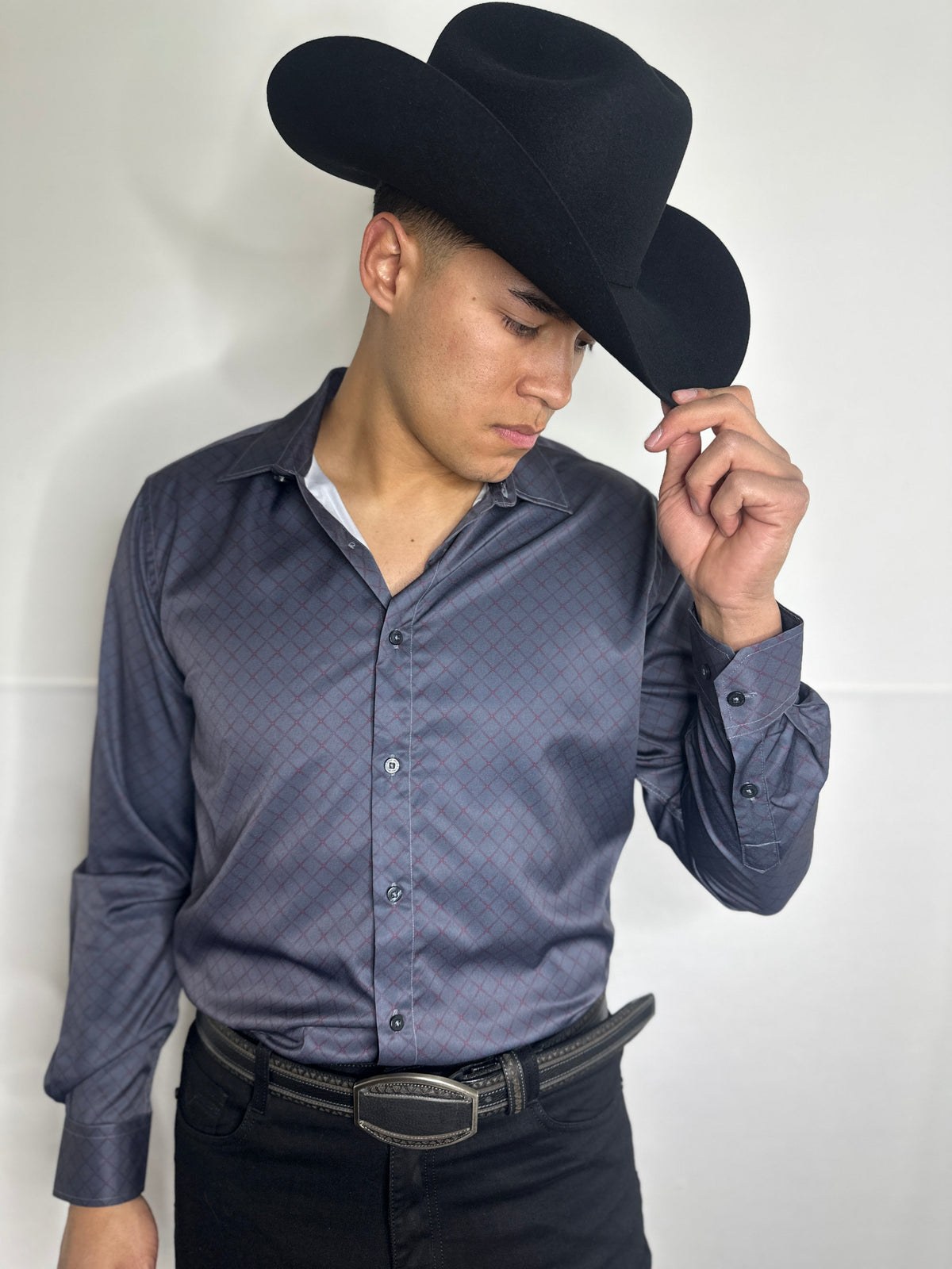 Aaron Moderno Gray/Red Print Shirt