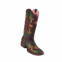 Women's Quincy Vine Floral Design Square Toe Boots