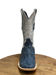 Men's Tanner Mark Monster Fish Sky Blue Wide Square Toe Boots