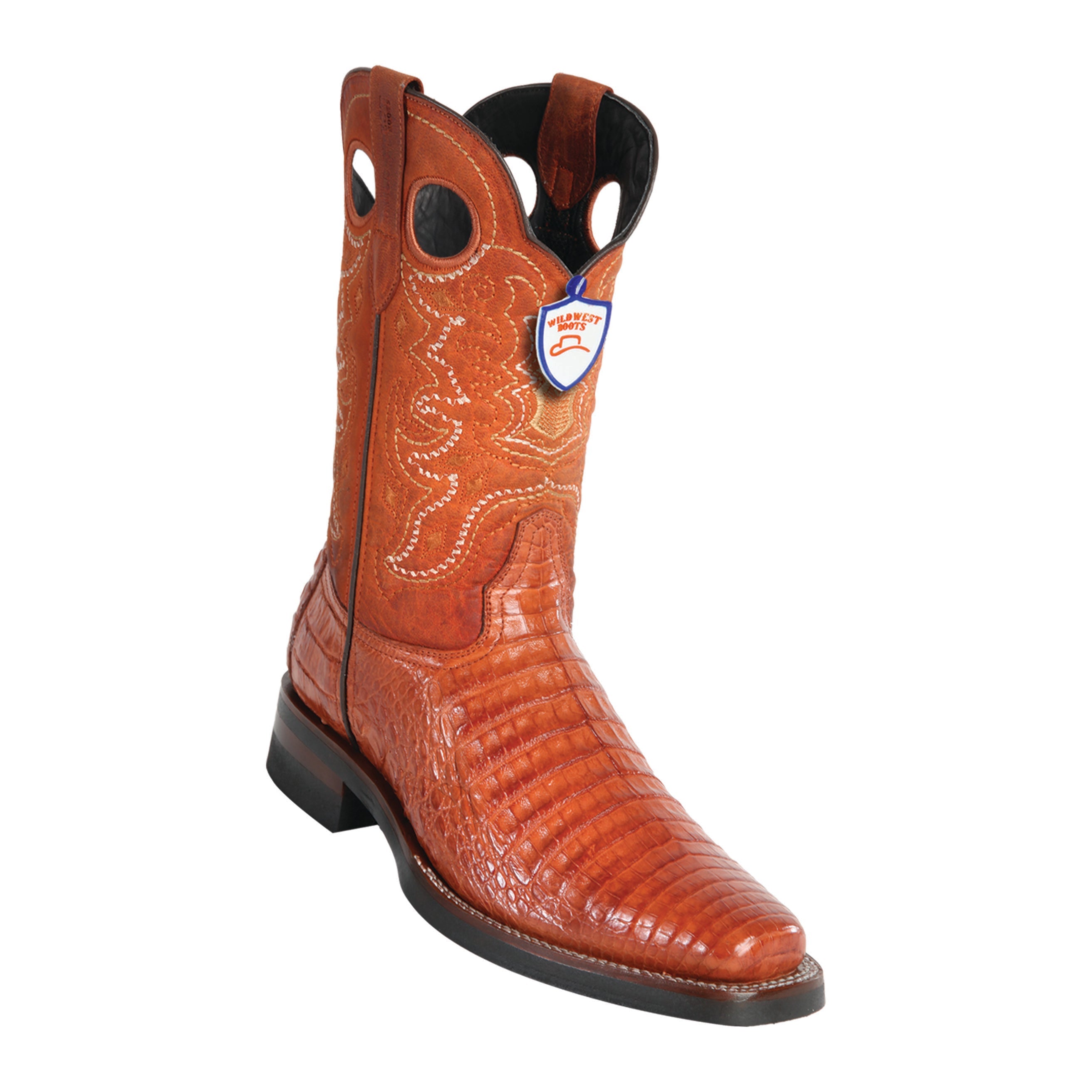Men's Wild West Caiman Belly With Rubber Sole Boots Square Toe