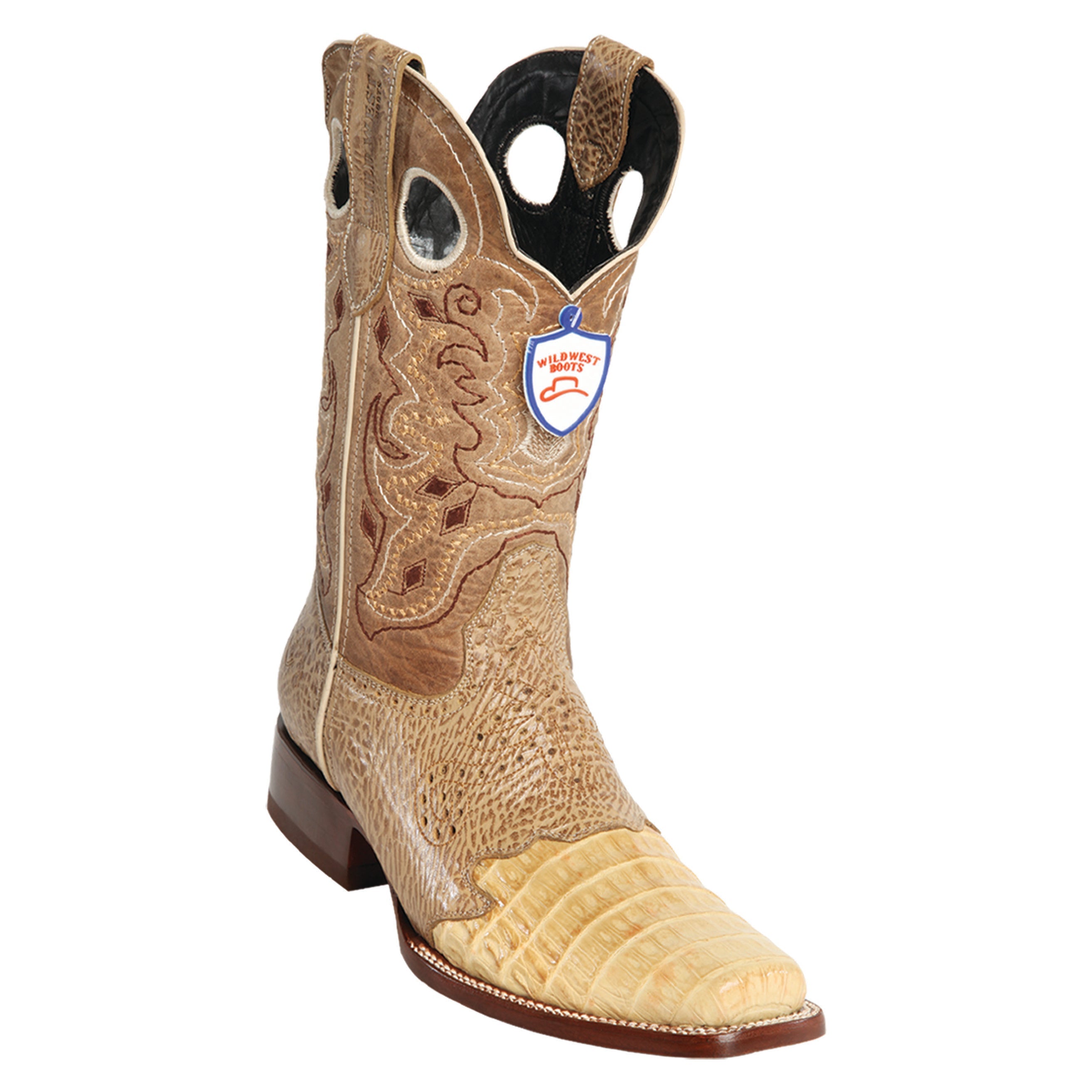 Men's Wild West Caiman Belly With Saddle Boots Square Toe