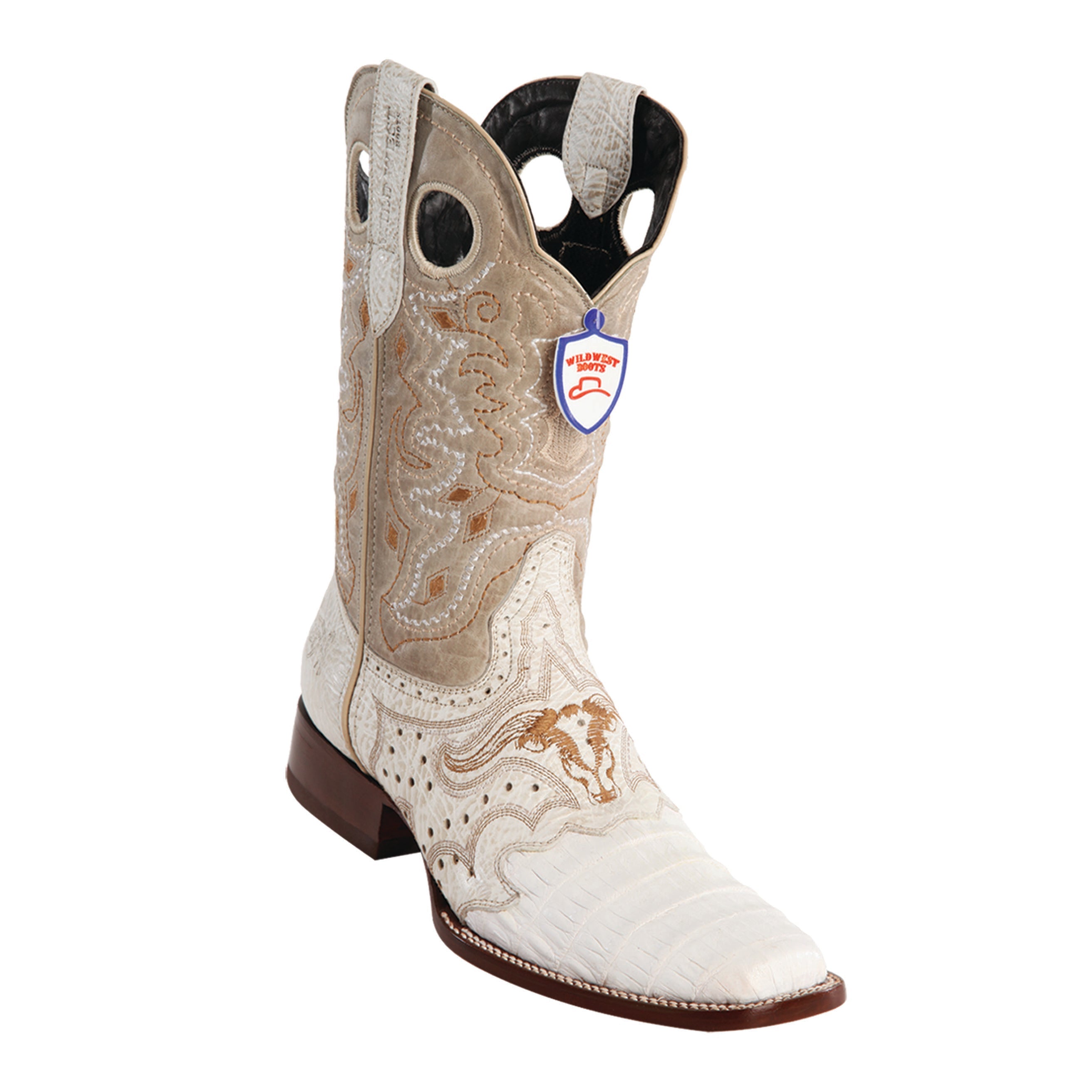 Men's Wild West Caiman Belly With Saddle Boots Square Toe