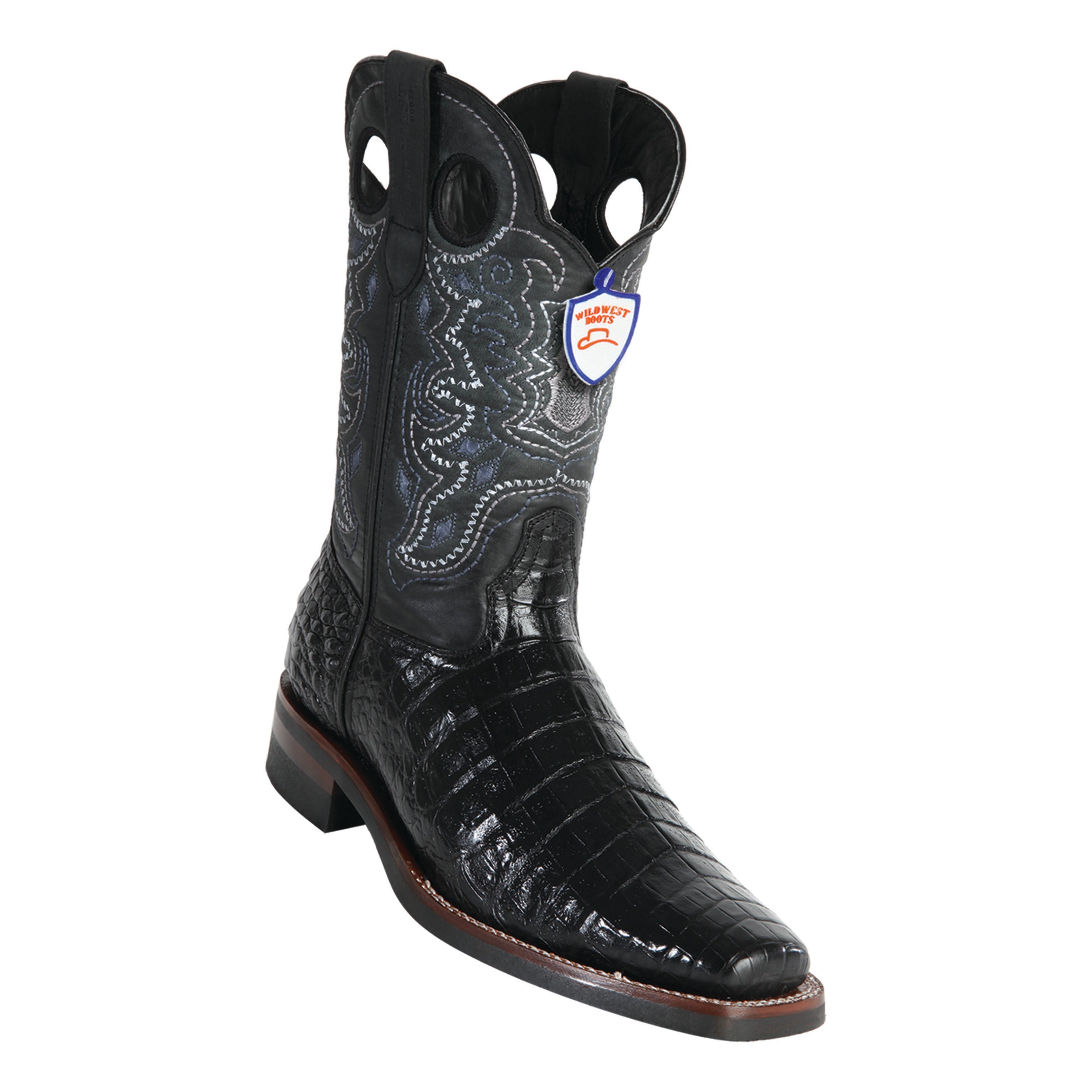 Men's Wild West Caiman Belly With Rubber Sole Boots Square Toe