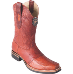 Men's Los Altos Ostrich Leg Boots With Saddle Square Toe (Rubber Sole)