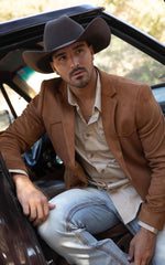 Men's Platini Double Button Faux- Suede Blazer