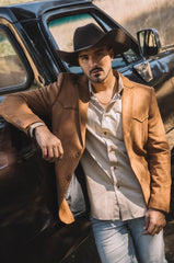Men's Platini Double Button Faux- Suede Blazer