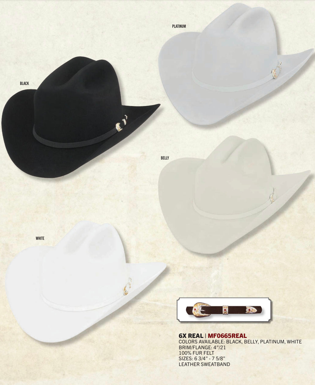 6X Larry Mahan REAL Fur Felt Cowboy Hat Black