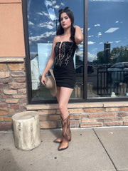 Rebecca Corset Mini Dress Black