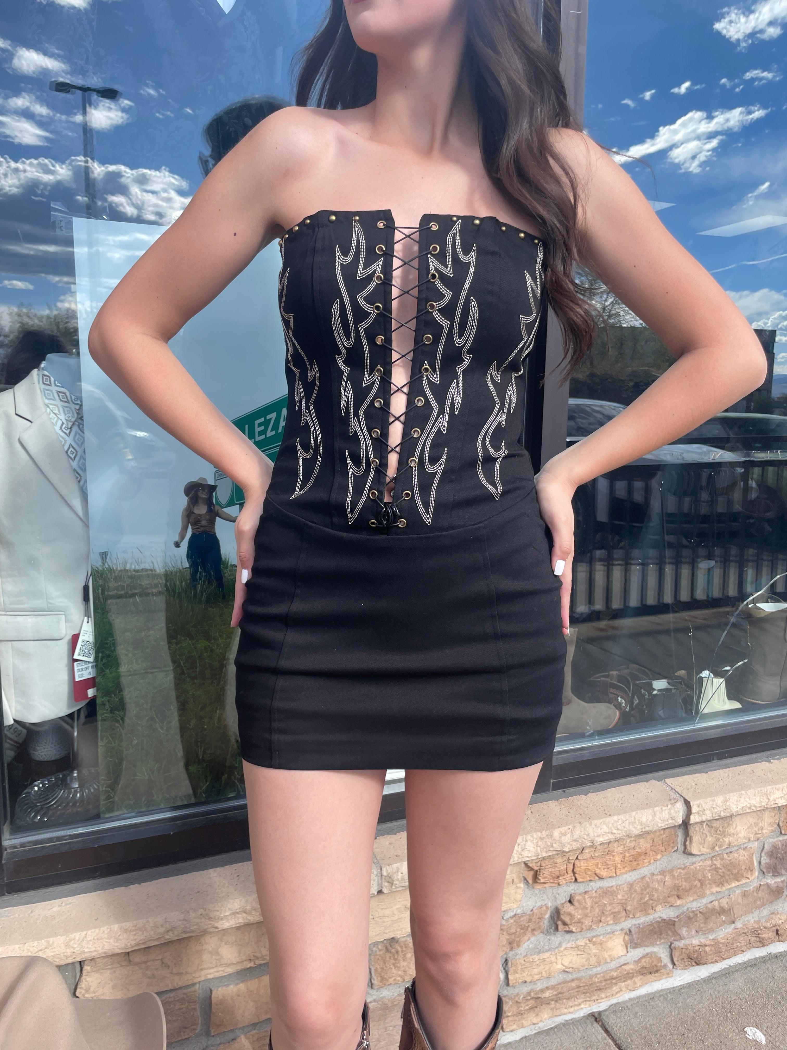 Rebecca Corset Mini Dress Black