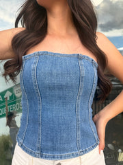 Jayleen Rhinestone Denim Top Light