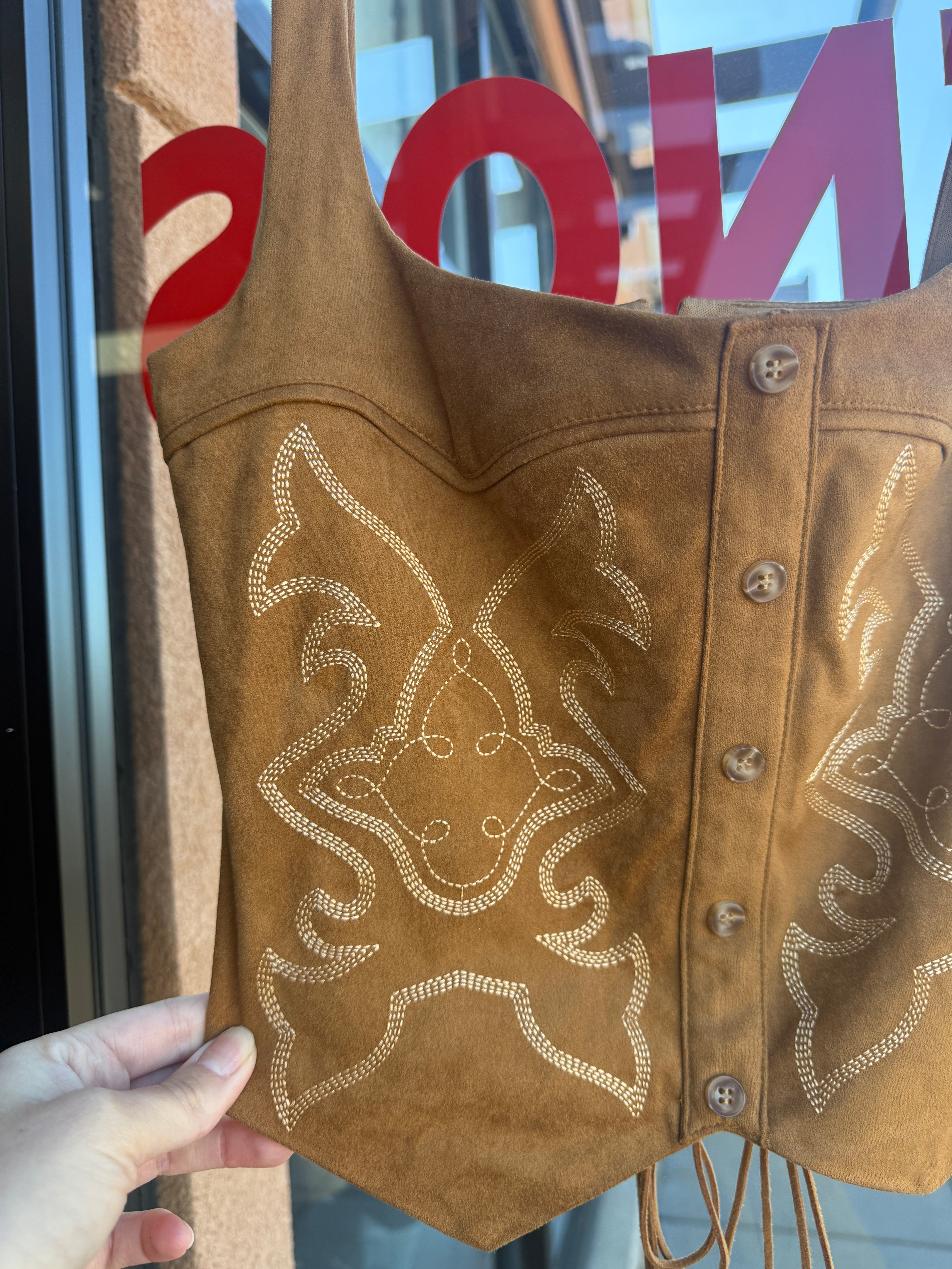 Ash suede western top