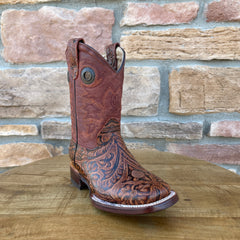 Boy's Cogñac Floral Print Boots