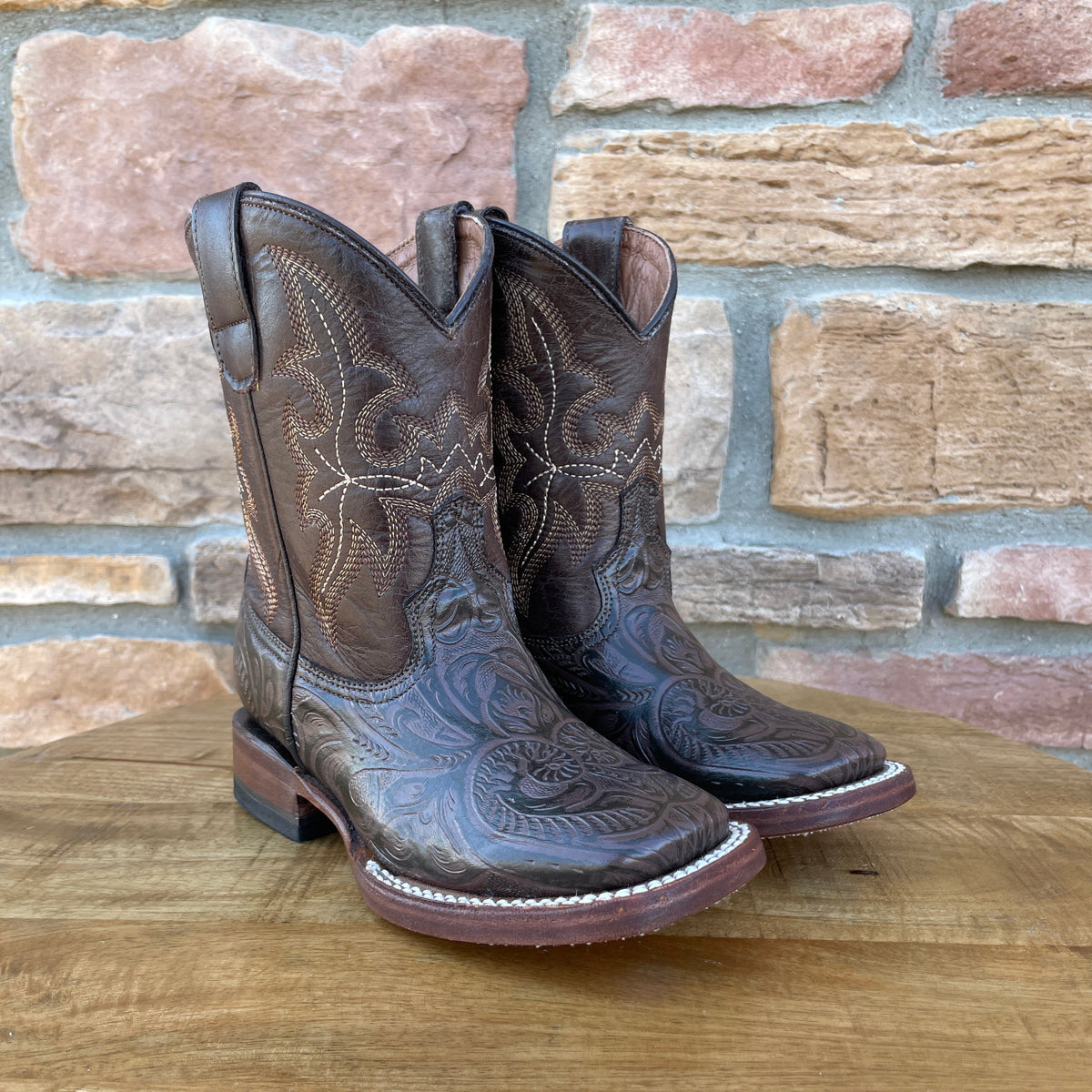 Boy's Brown Floral Print Boots