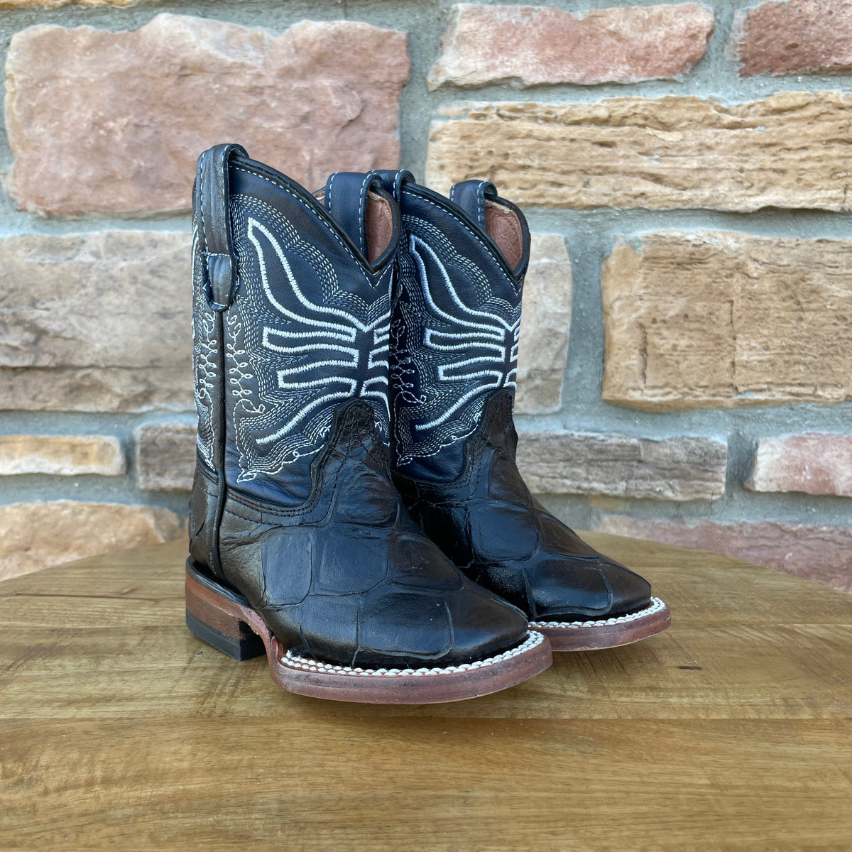 Boy's Tanner Mark Black Fish Print Boots