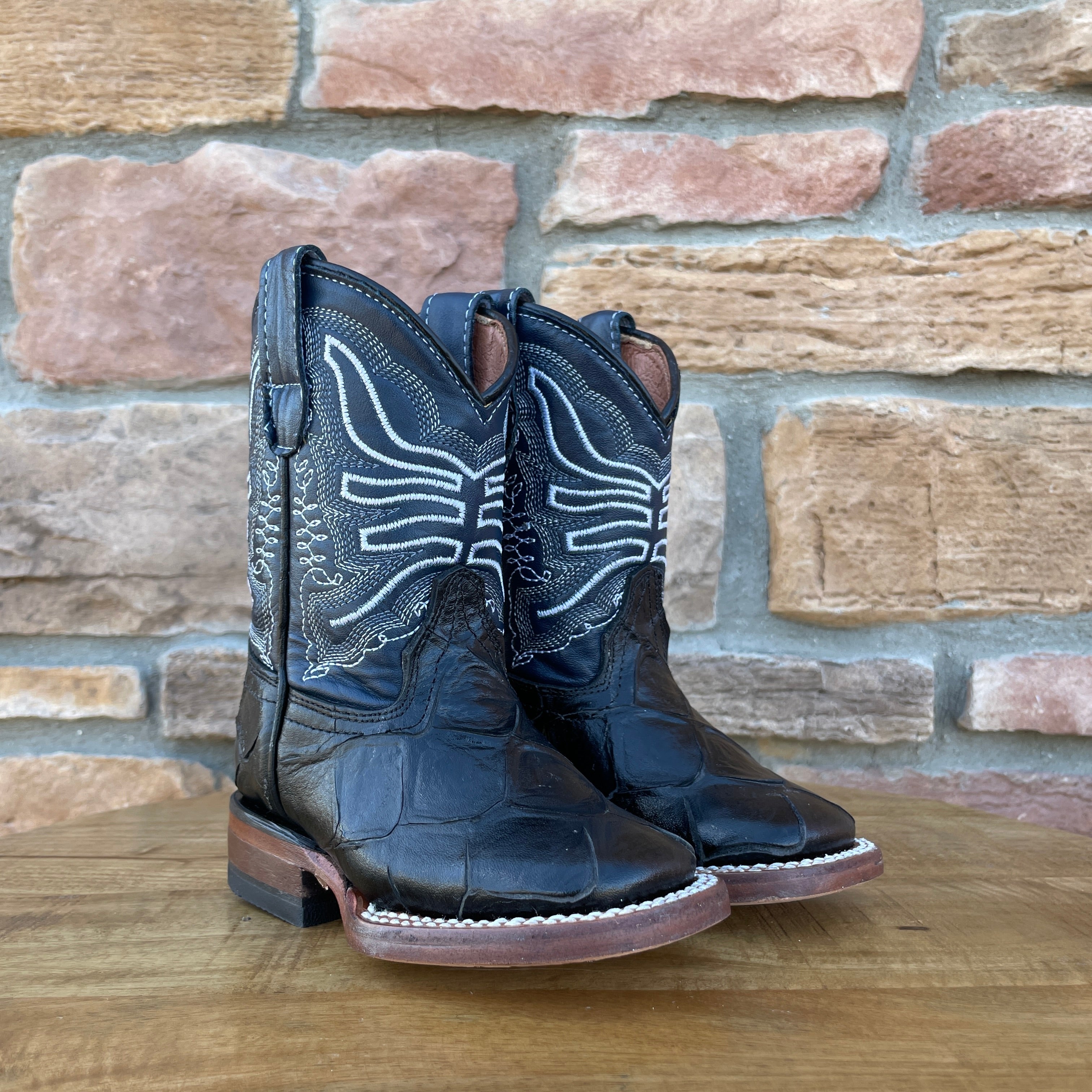Boy's Tanner Mark Black Fish Print Boots